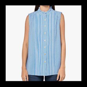 Bundle 2 for NEW Nautical Blue White Pinstripe Sleeveless Button Up Blouse Large